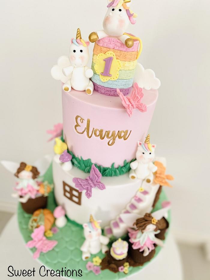 Unicorn/fairies theme cake