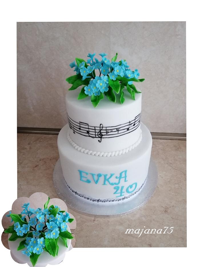 Music cake with flowers