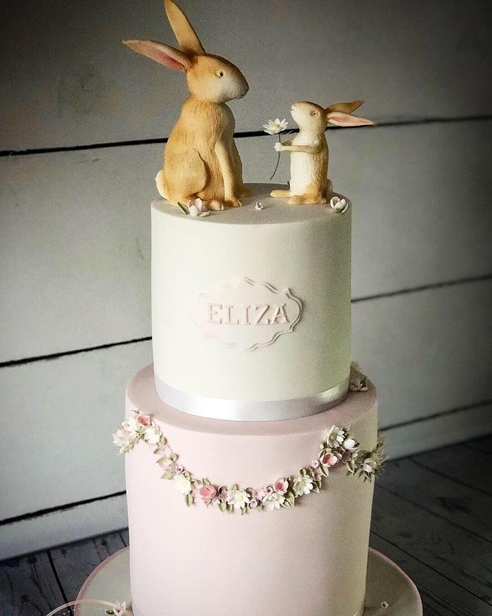 Spring bunnies and flowers cake 