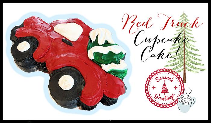 EASY CHRISTMAS RED TRUCK CUPCAKE CAKE!