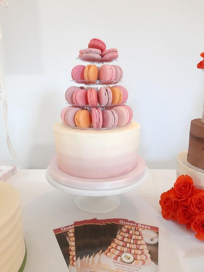 Cake and Macaron Tower Wedding Cake