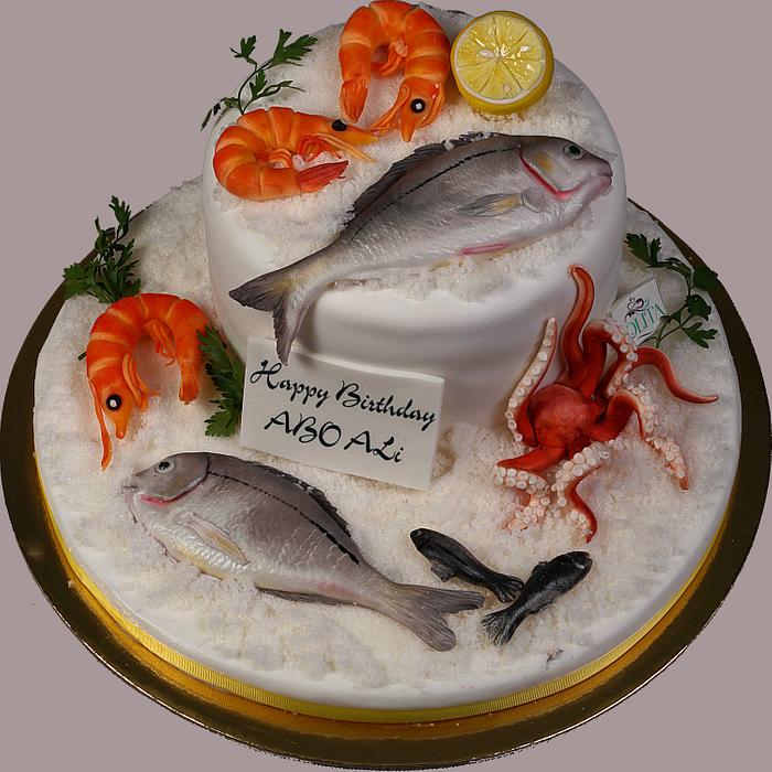 Sea food sugar cake