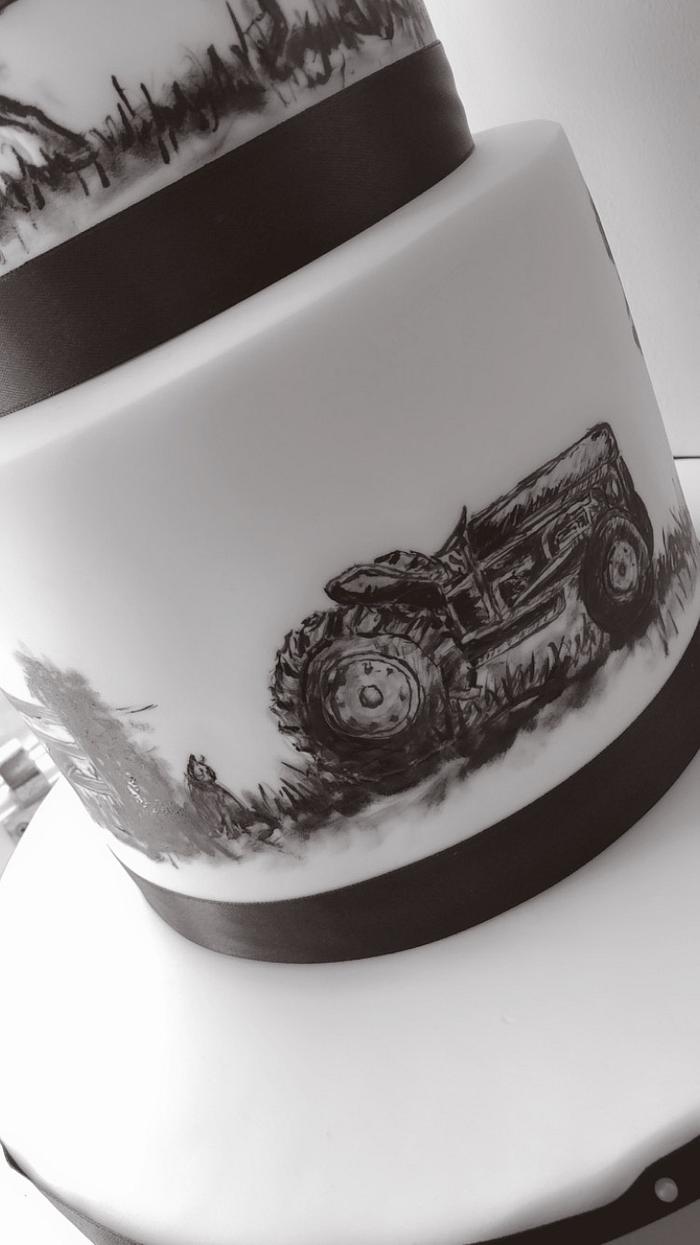 Hand painted vintage tractor 