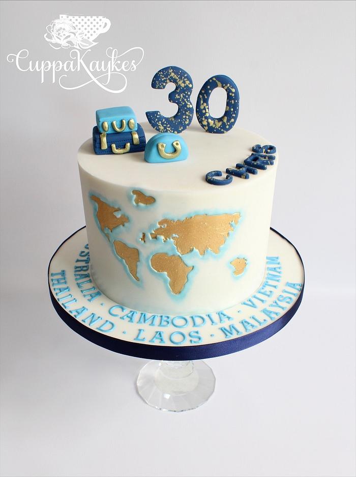 Travel Themed 30th Birthday Cake 