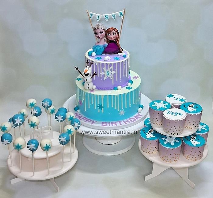 Elsa Anna dessert table for girls birthday