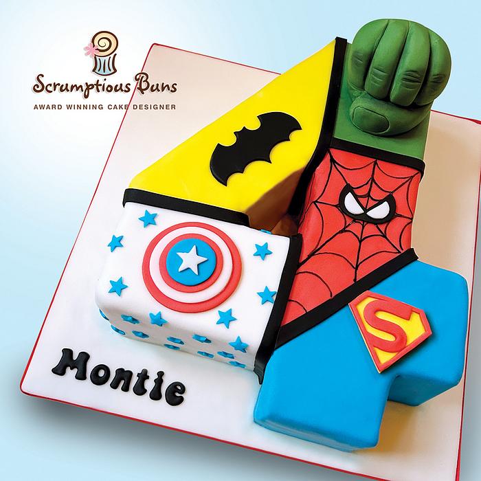 No.4 Superhero Birthday Cake