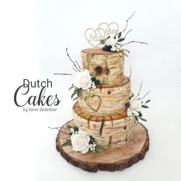 Birch wood wedding cake