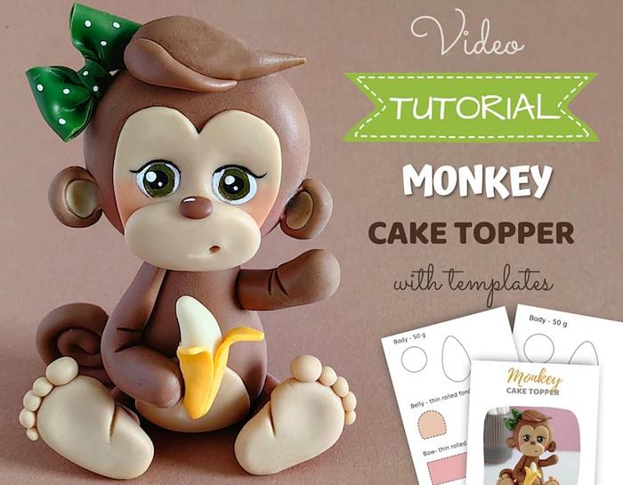 Fondant monkey cake topper 