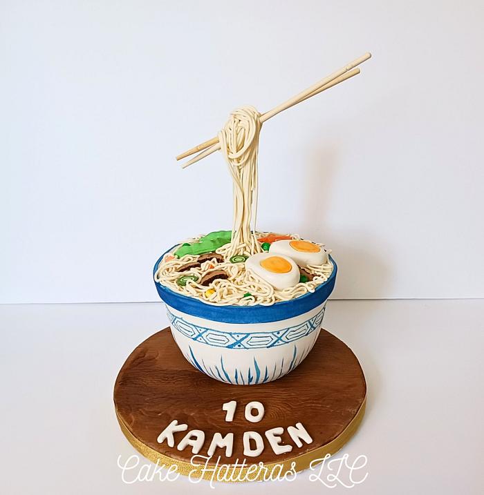 Bowl of Ramen noodles birthday cake