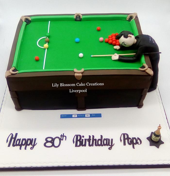 Snooker Table 80th Birthday Cake