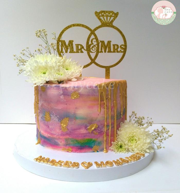Engagement cake mr&mrs