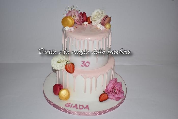 Pink drip cake