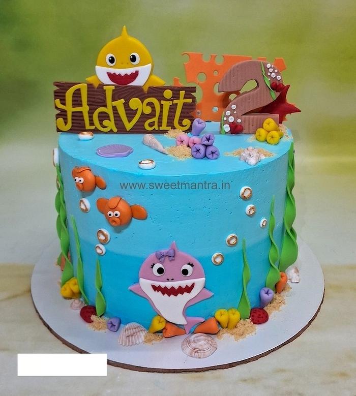 Baby Shark semi fondant cake