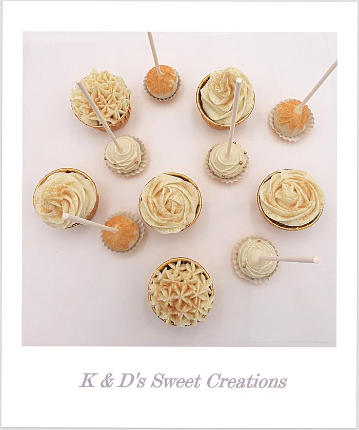 Gold and white wedding candy bar