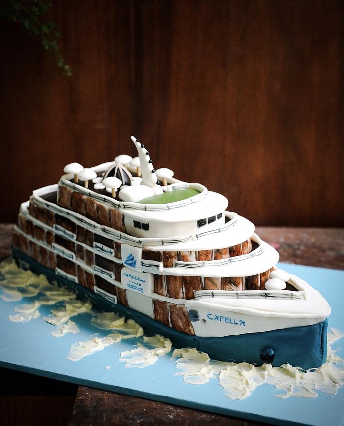 A tourist boat made from cake
