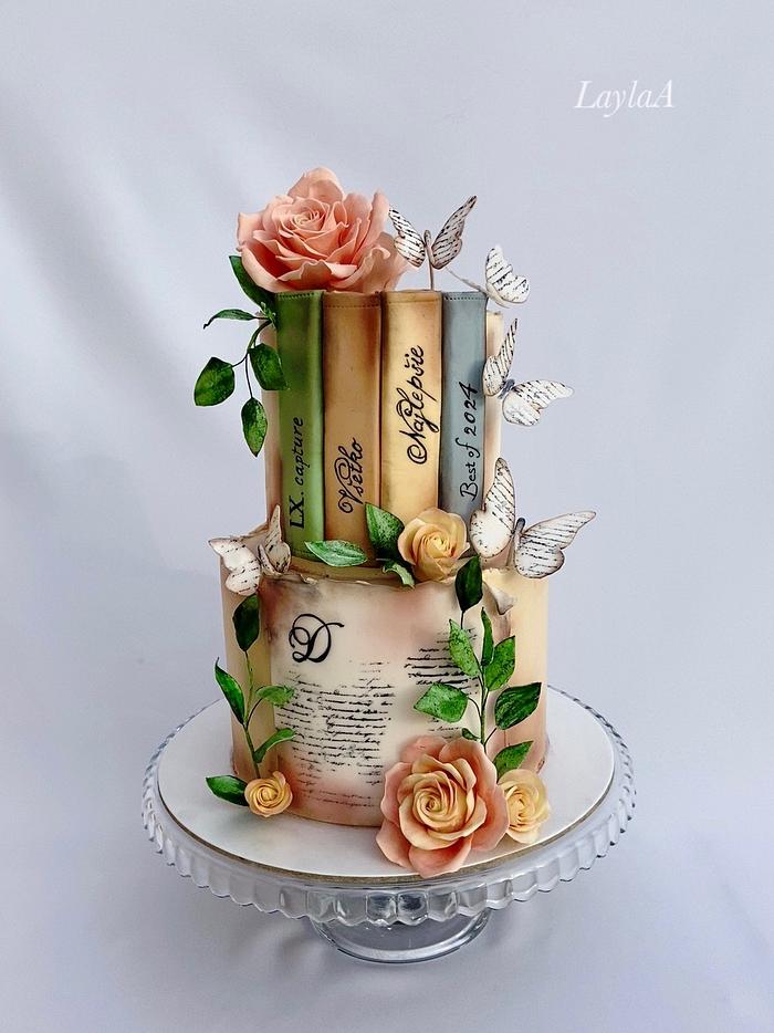 Jubilee birthday cake with books