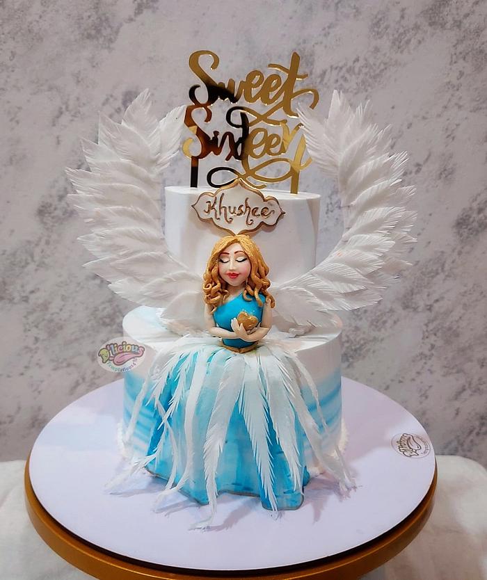 Baby Angel Buttercream Cake - White Spatula