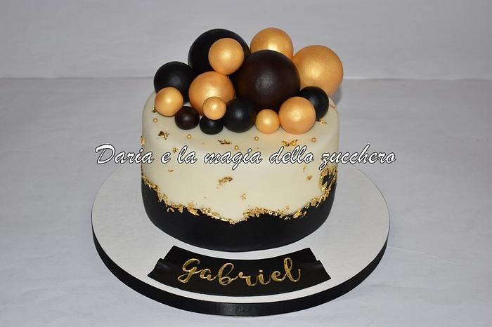 Gold and black balls cake