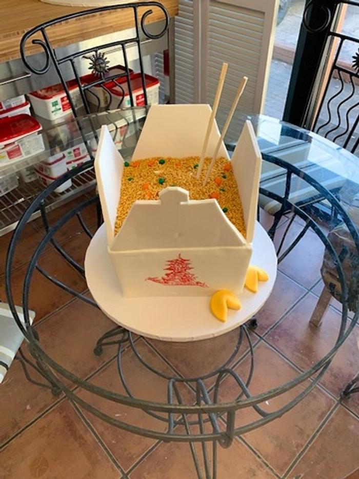Box of Chinese Food Take out sculpture cake