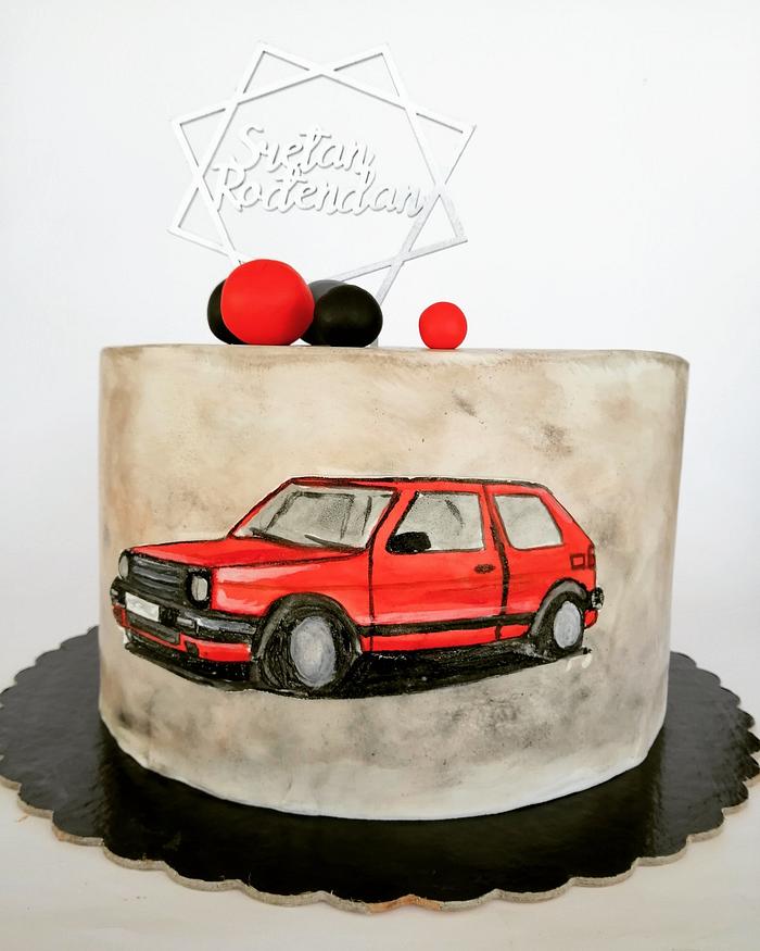 Hand-painted birthday cake