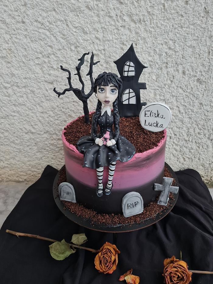Wednesday Addams cake 
