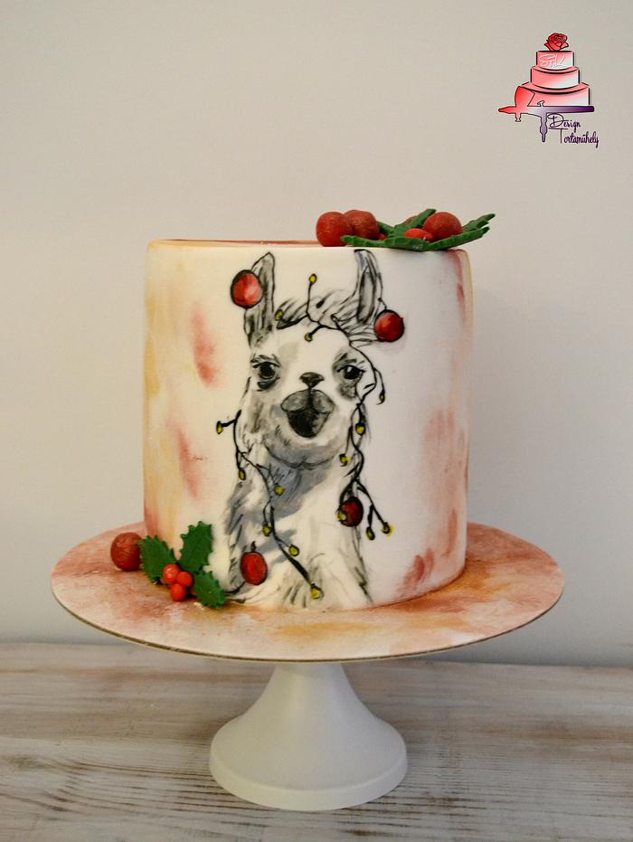 Christmas llama cake 
