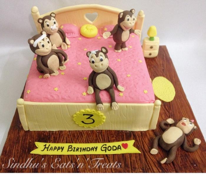 Five little monkeys rhyme cake 