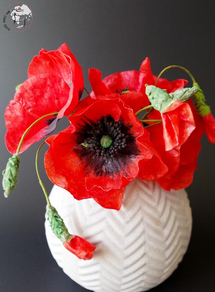 Wafer paper Poppies