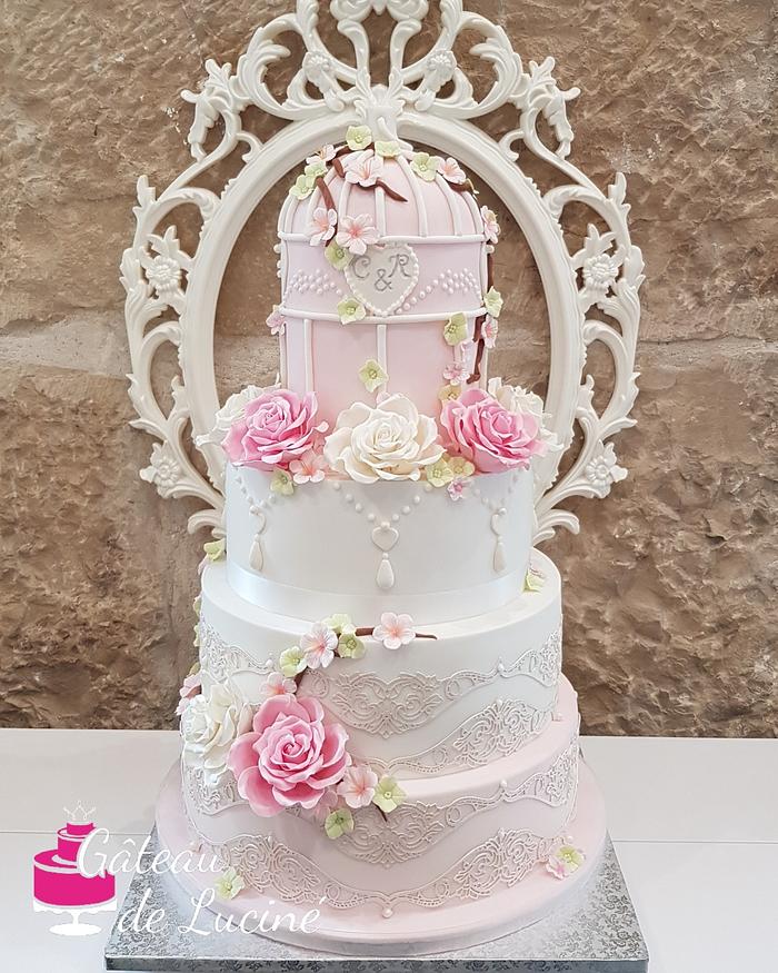 Shabby Chic/Romantic wedding cake 