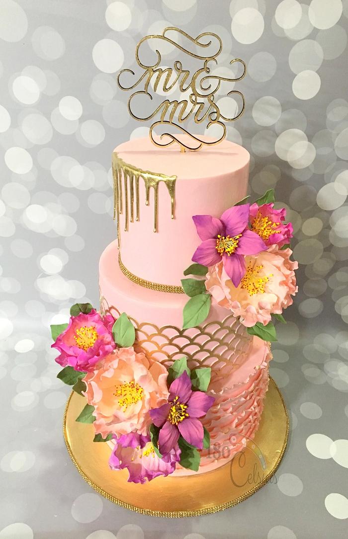 Pink and Fuchsia Wedding Cake