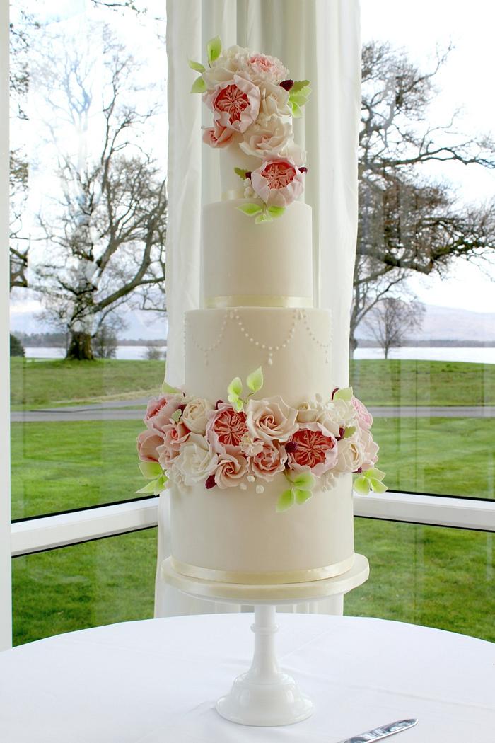 Blush Spring Wildflower Wedding Cake