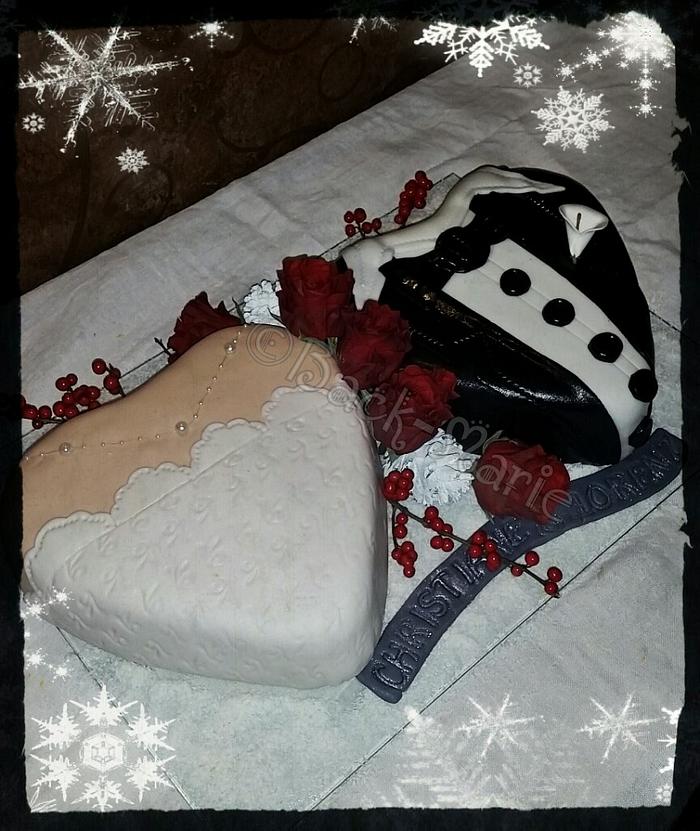 2 Hearts Bride & Groom Cake
