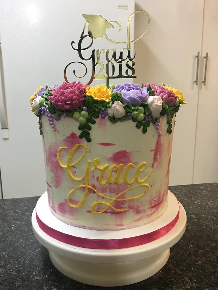 Floral Graduation Cake