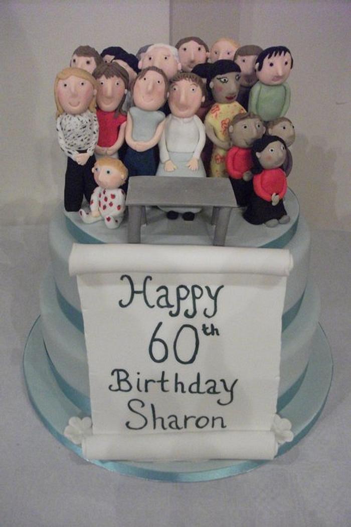 60th Birthday cake with family and friends