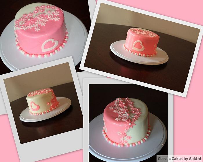 Pink and white double color cake