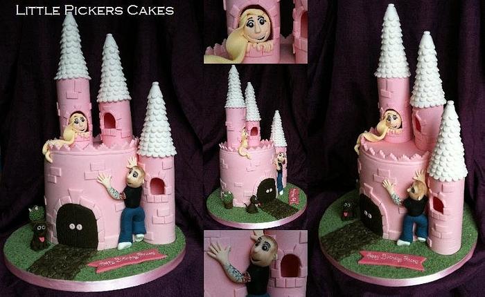 first castle cake and first checker board sponge inside!