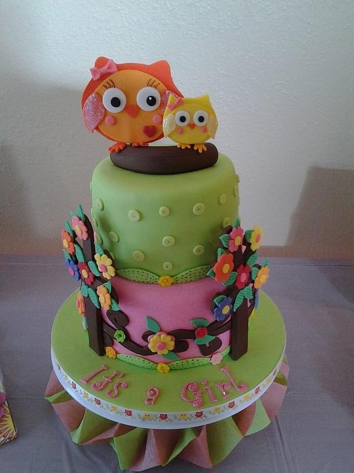 Happi Owl baby shower cake