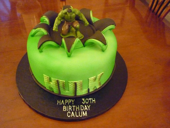Hulk themed birthday cake. 