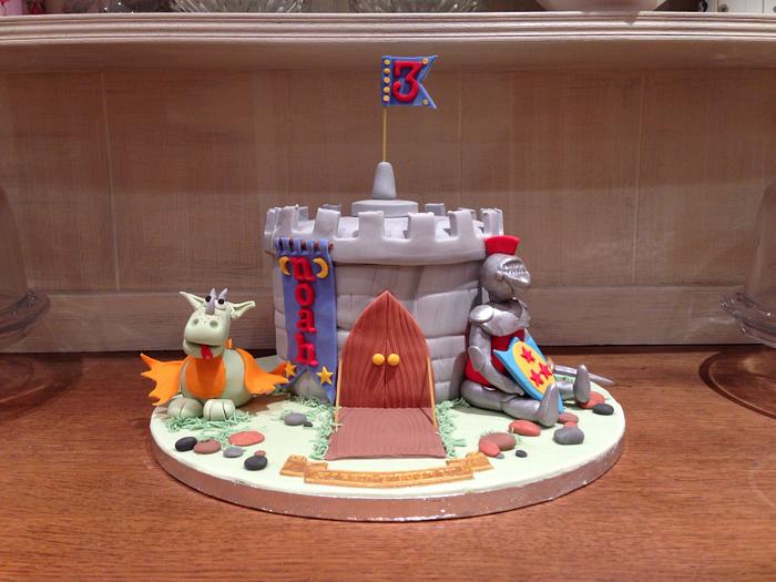 Knight & Dragon castle cake