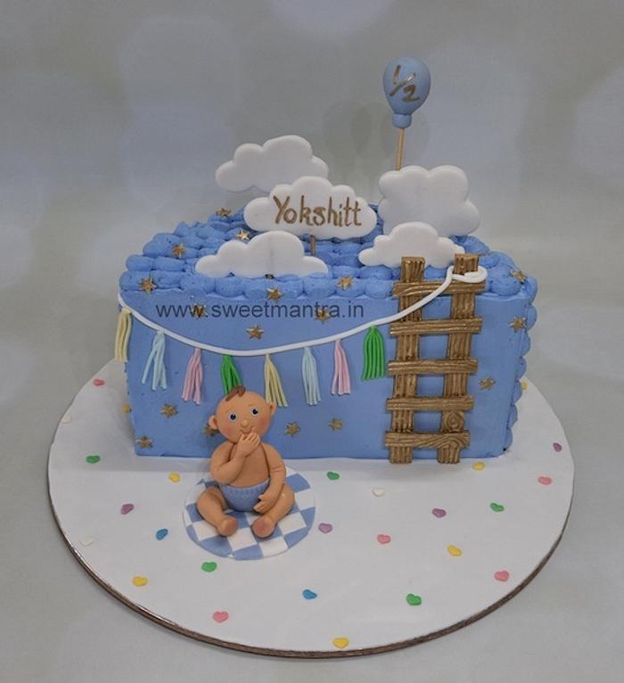 Half Birthday Cake For Boy Decorated Cake By Sweet Cakesdecor