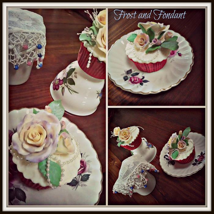 Vintage Tea Rose Cupcakes