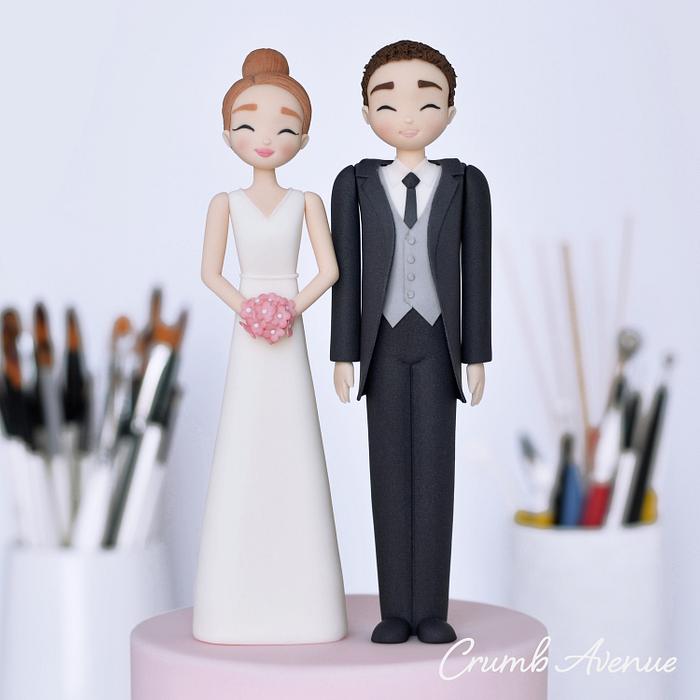 Premium Vector | Wedding cake with couple watercolor paint ilustration
