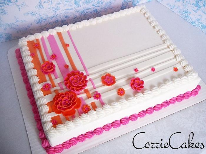 Pink/orange sheet cake
