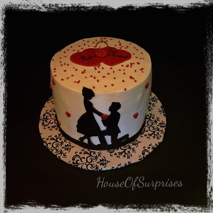 Love is in the air engagement cake 
