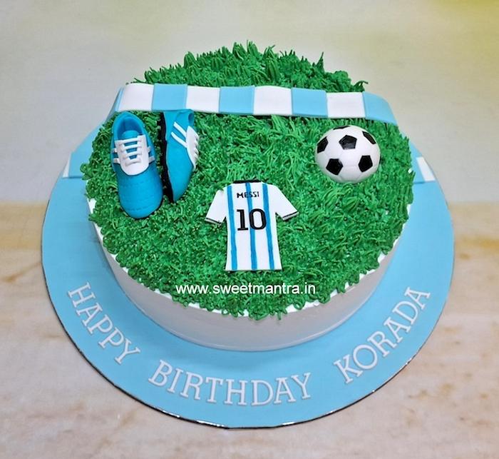 Messi theme cake in football