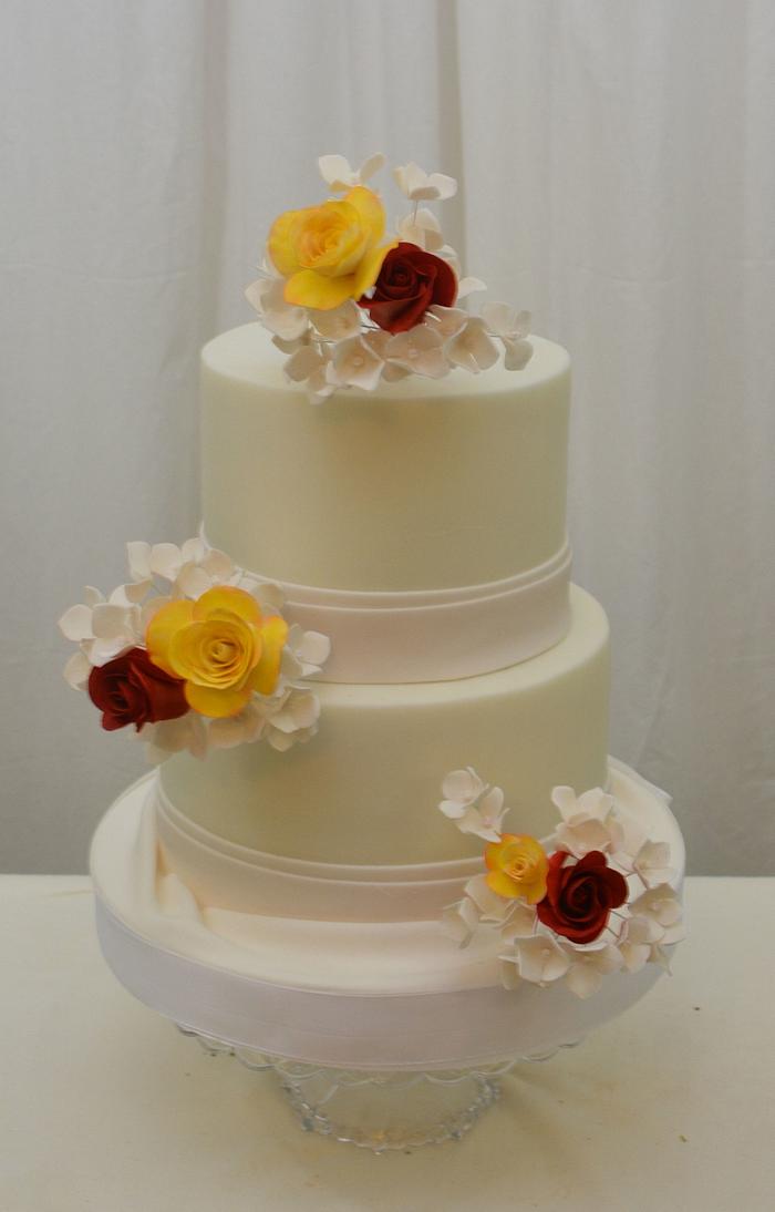 Simple White Cake with Sugar Flowers