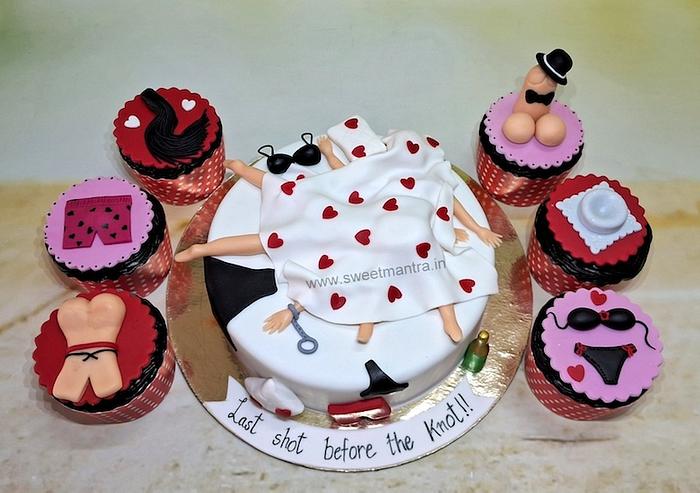 Naughty Bed Cake And Cupcakes For A Hens Party Cakesdecor
