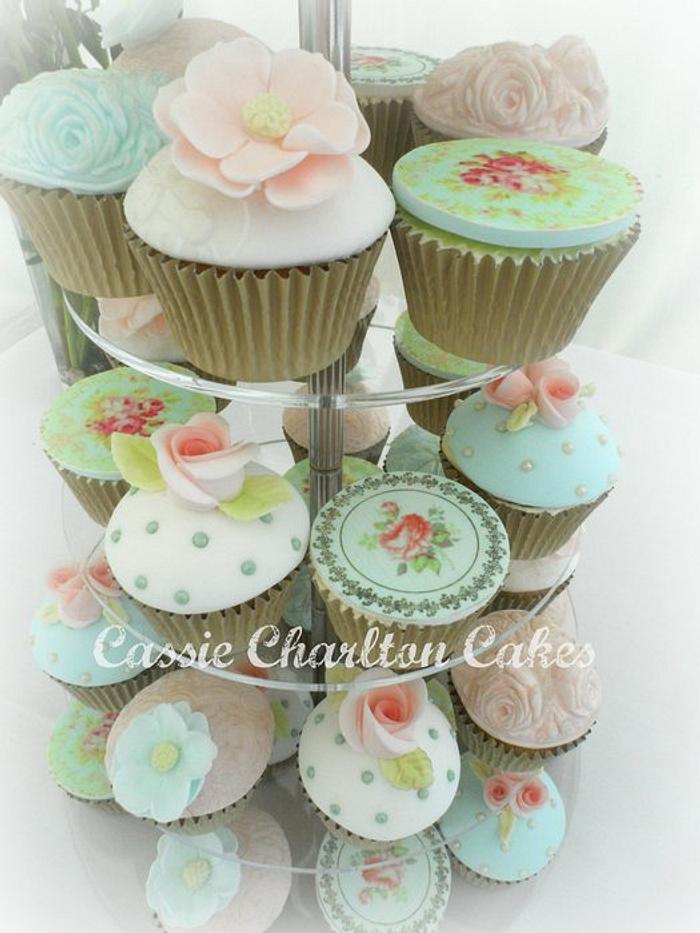Vintage floral china cupcakes