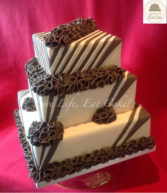 Ruffles and stripes wedding cake 