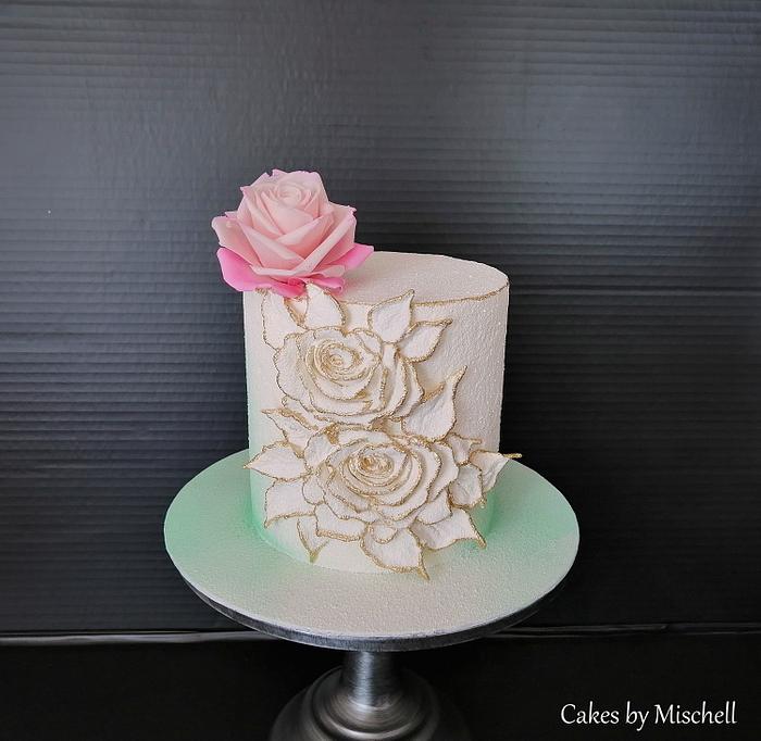 Cake with sugar rose